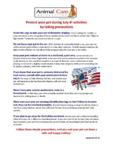 4th of July Pet Precautions