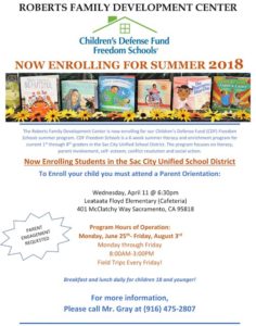 CDF Freedom School Summer Program flyer
