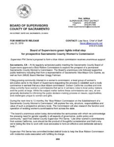 Blue Ribbon Commission on Establishing a Sacramento County Women's Commission News Release